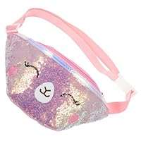 TIKODIDA Sac Banane Garçon Fille Chat Cartoon avec Paillettes Pochette Ceinture PU pour Filles et Garçons Sac à Main Léger et Pratique pour Sorties Extérieures