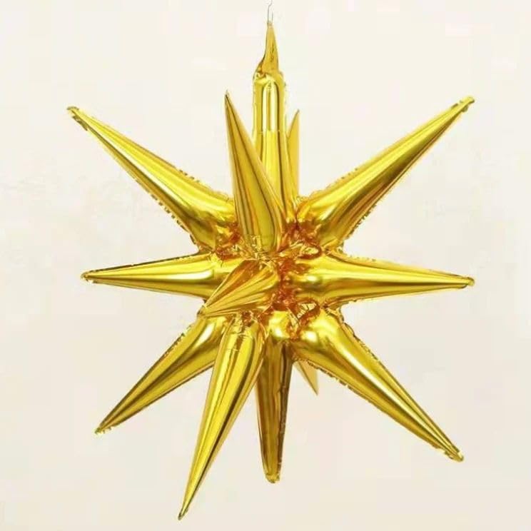 Sponsored Ad - 8 Pointer Starburst Cone Foil Balloons, Explosion Star Foil Balloons, Point Star Balloons for Bachelorette Party Supplies, Birthday, Wedding, Photo Booth, Backdrop (Gold)