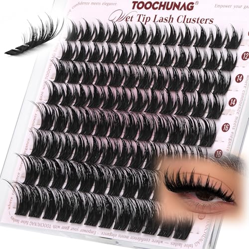 TOOCHUNAG Anime Lash Clusters 12-20mm Manga Eyelash Clusters Volume Cluster Eyelash Extensions D Curly Lashes Clusters DIY Lash Extensions Wispy Individual Lashes