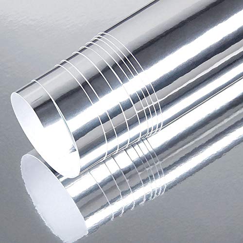 Image of LZLRUN 1FT x 5FT Chrome Mirror Vinyl Wrap Adhesive Car Sticker Decal Film (Silver, 1FT x 5FT)
