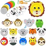 15pcs Paper Plate Art Kit for Kids Toddler Crafts Safari Jungle Animals Art Kits Simple DIY Animals Paper Plate for Boys Girls Craft Parties Groups and Classroom