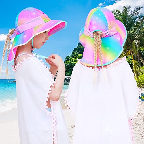 Sun Hat for Kids Anti-UV Girls Boys Sun Hats Wide Brim UPF 50+ Sun Protection Beach Hat with Adjustable Chin Strap2