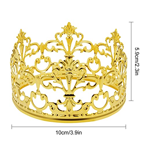 Crepuscolo Crown Cake Topper, Vintage Tiara Crown Cake Topper Baby Shower Birthday Cake Decoration Small Baby Crown For Boys & Girls, Metal (Gold) #TOP1