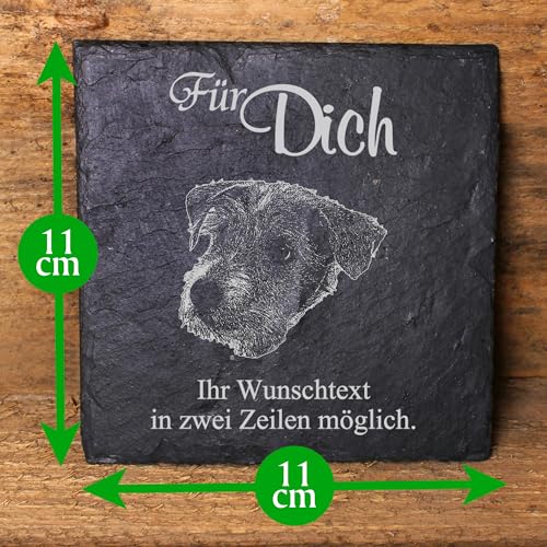 Deko Schiefer Untersetzer personalisiert Kromfohrländer - Für Dich - 11x11cm Schwarz Bierdeckel Tischdeko Bieruntersetzer Weinuntersetzer