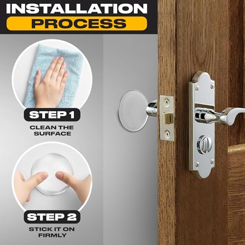 Image of ProStoppr Clear Door Stoppers - X-Small 0.8 inch (12 Pack) - Door Stoppers for Wall with Strong Back Adhesive - Quiet and Shock Absorbent Silicone Wall Protectors from Door Knobs - Protects Every Surface