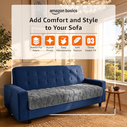Image of Amazon Basics - Rabbit Fur Make Your Own Sofa Cover |70 x 180 cm| Microfiber Sofa Slipcover | 350 GSM (Grey, 3 Seater)