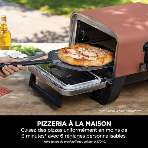 Ninja Woodfire 8-in-1 Electric Outdoor Pizza Oven, Rotisserie & Smoker BBQ with Grate, Pro-Heat Plate, Pizza Stone, Wood Pellets and Shovel, 6 Settings, Dark Orange OO101EU