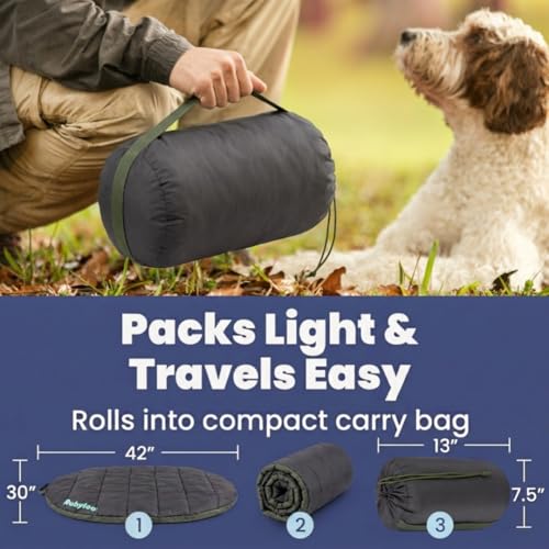 Image of Travel Dog Bed (42 inch x 30 inch) - Foldable & Packable for Travel, Road Trip, Camping - Lightweight, Water Resistant & Cozy Soft Padding - Compact, Portable & Machine Washable - Medium & Large Breeds: Black