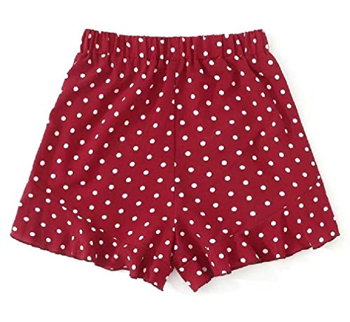 Short de praia feminino de verão com cintura elástica e bolinhas da KLJR, Vermelho, X-Small