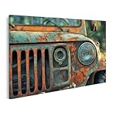 islandburner Bild auf Leinwand Rostiger Jeep Vorderansicht 