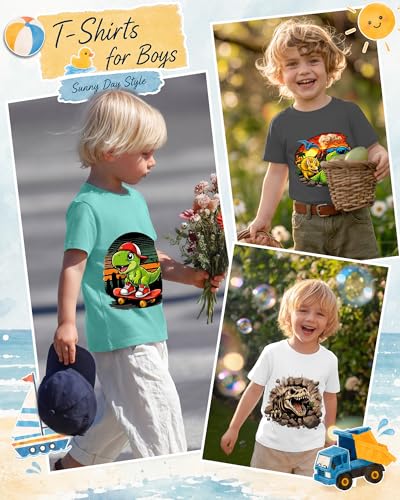 Image of Xaatren 3 Pack Toddler Boys Graphic T Shirts | Baby Boy Short Sleeve Crew Neck Cotton Print Tees, Summer Cartoon Tops, Kids Casual, School, Playwear, Daily Wear