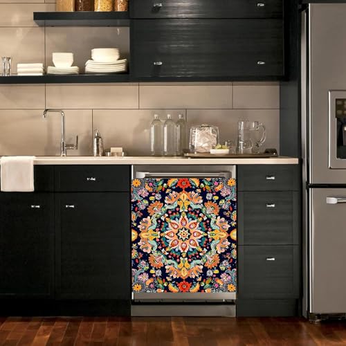 Image of BVBOX Dishwasher Magnet Cover 23 inchx26 inch, Reusable Magnetic Refrigerator Covers, Decorative Magnets Cover Fridge Door Skin Panel Stickers for Home Kitchen Appliance