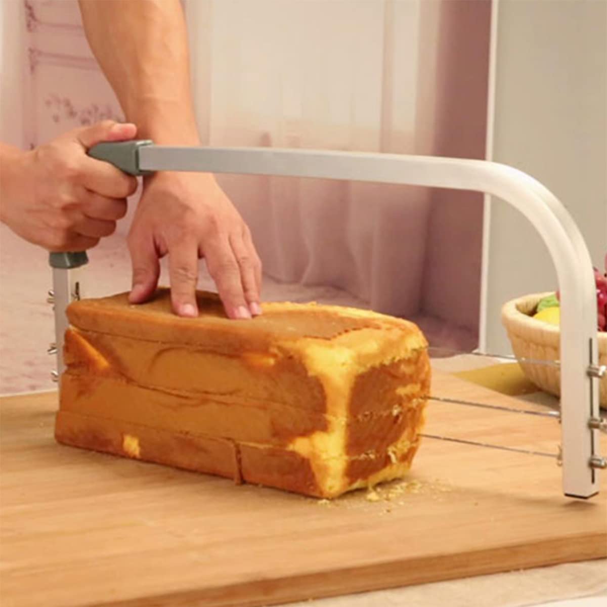 Taglierina regolabile per torte, con fili in acciaio inox, professionale e strumento per la cottura