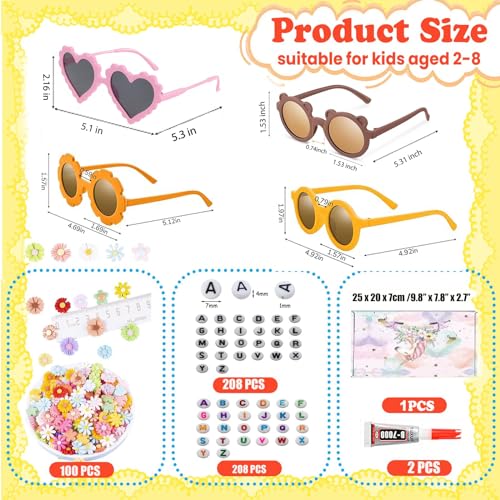 8/24 Pairs Kids Sunglasses DIY Kit Retro Flower Sunglasses Glasses Bulk Outdoor Eyewear for Toddler Girls Party Favor4