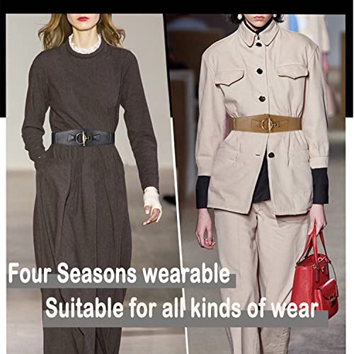 Vintage Wide Genuine Leather Belts for Women Elastic Waist Belt for Dresses and Jeans3