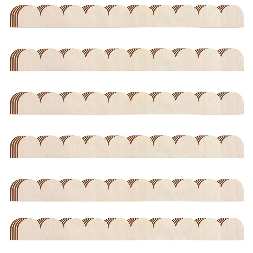 Littimoon DIY Moulding Trim 24pcs Unfinished Scalloped Decorative Wood Trim for Home Wall Cabinet Shelf