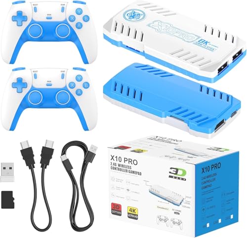X10 Pro Retro Game Stick con más de 50 000 Juegos, 4K HDMI HD Plug and Play Game Stick con 2 mandos, Compatible con más de 50 simuladores, Batalla para 2 Jugadores (Azul tormenta)