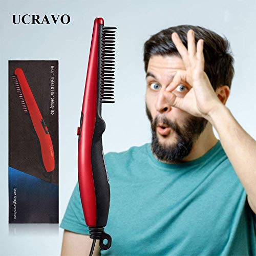 Image of UCRAVO Ultra Quality Electric Beard Straightener Quick Hair Styler for Men Hair Comb Massage Beard Comb Multifunctional Curly Hair Straightening Comb Curler(Multi)