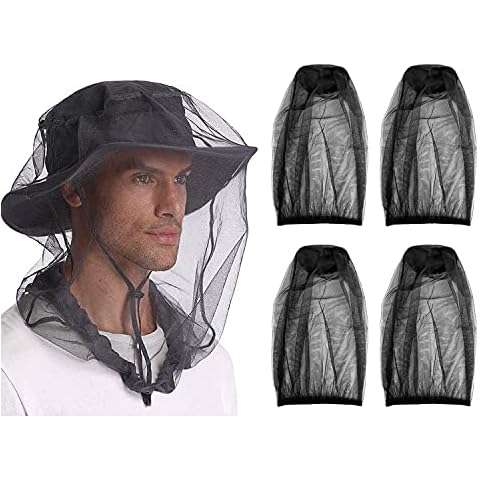 4 Stück schwarze Mückenschutzhaube, Insektenschutz, geeignet für Outdoor, Camping, Reisen Cover