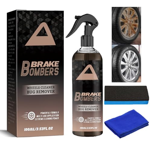 Wuketar Brake Bomber Wheel Cleaner and Bug Remover Break Bomber Ruins Wheels Powerful Non-Acid Truck & Car Wheel Cleaner Safe On Alloy Chrome Painted Wheels Upgrade (100ml 1 Set)
