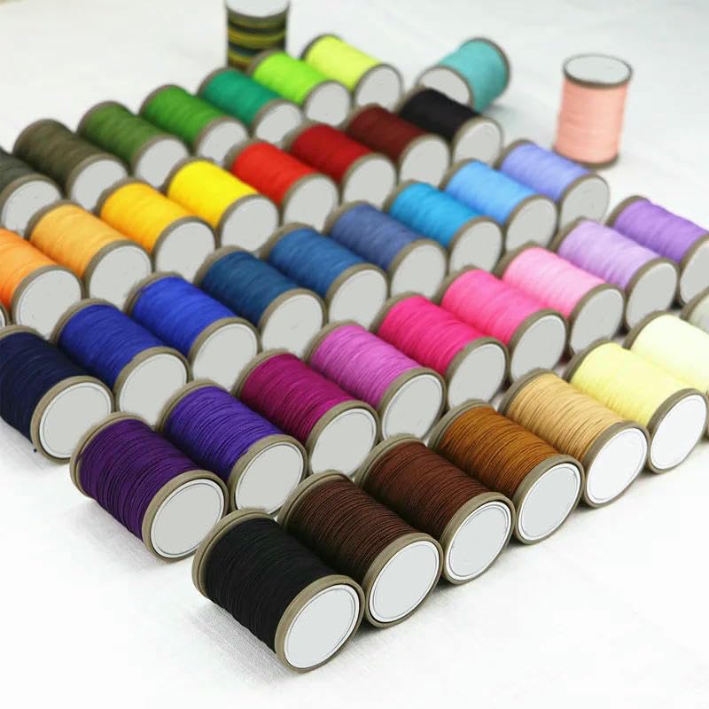 Hilo Encerado Trenzado de 0,45 mm a 0,55 mm (8 m), Hecho a Mano, para Cuero, Manualidades, Costura a Mano, Botas, sillín, Hilo de 27 Hilos de 0,45 mm (8 m, 48 Colores)