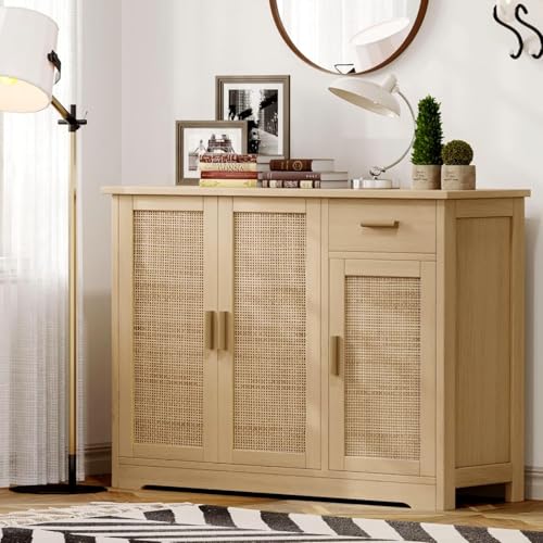Irontar CWG010M Kitchen Storage Cabinet, Sideboard Buffet Cabinet With Rattan Decorated Doors thumb #4