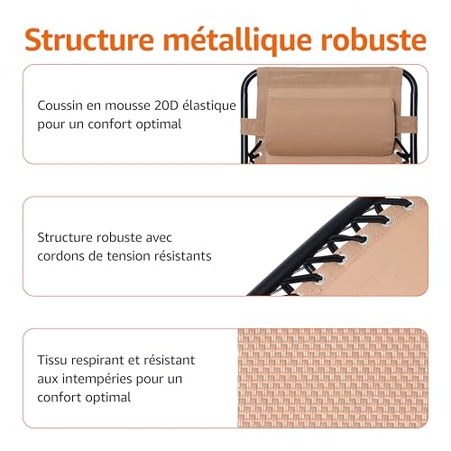 Fauteuil à bascule pliant beige contre le mal de dos en relaxation