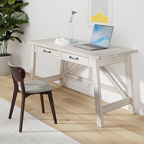 Signature Design by Ashley Carynhurst Farmhouse Large Leg Home Office Desk, 2 Storage Drawers, Vintage Bronze Hardware, Wood, 60.25" Wide, Antique White - image 2