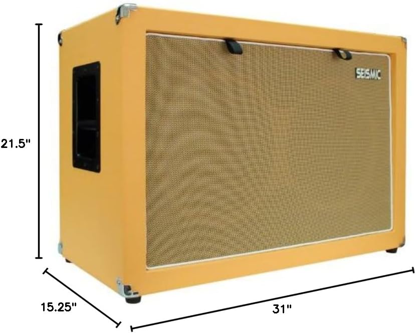 Seismic Audio - 2x12 GUITAR SPEAKER CAB EMPTY - 7 Ply Birch - 212 Speakerless Cabinet NEW 12" Tolex - Orange Tolex - Wheat Cloth Grill - Front or Rear Loading Options