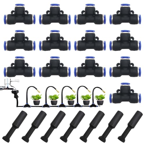 CESFONJER 20 Stück Steckverbinder Set, Pneumatisches Zubehör Sortiment umfasst T Typ Schnellverbindungsstücke, Steckverschraubungen, Drosselstopfen, passend für pneumatische Werkzeuge (8 mm)