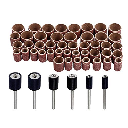 51pcs Abrasive Accessories Sander Band Drum Sanding Kit Rotary Tools Shank Metal Polishing Mandrels 120 Grit Groove DUO ER
