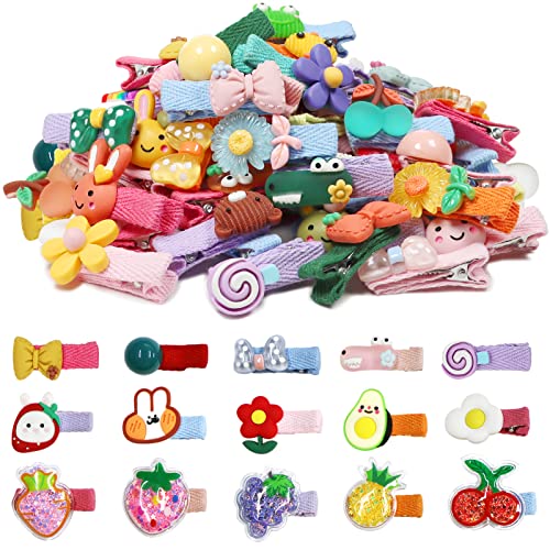 Willingtee 60 Pieces Baby Girls Hair Clips Cute Animal Fruit Flower Pattern Fully Ribbon Lined Hair Clips For Baby Girls Infants Toddlers Kids Teens #TOP7