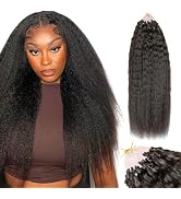 CurlyPark Micro Links Human Hair for Black Women Natural Black Remy Human Hair Extensions Kinky S...