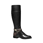 Michael Kors Kincaid Faux Leather & Logo Riding Boot, Black/Brown (us_footwear_size_system, adult, women, numeric, medium, numeric_10)