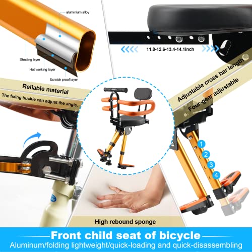 Ousexi Child Bike Seat Front Mounted,Retractable Toddler Bike Seat Suitable For Children 2~6 Years #TOP4