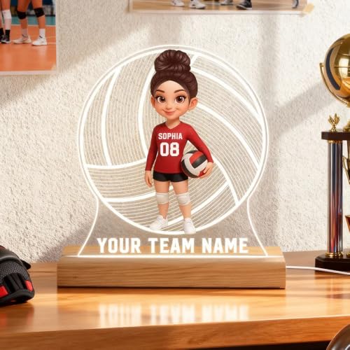 Lámpara de Mesa de Noche LED Personalizada con Ilusión 3D de Vóley miniatura 4