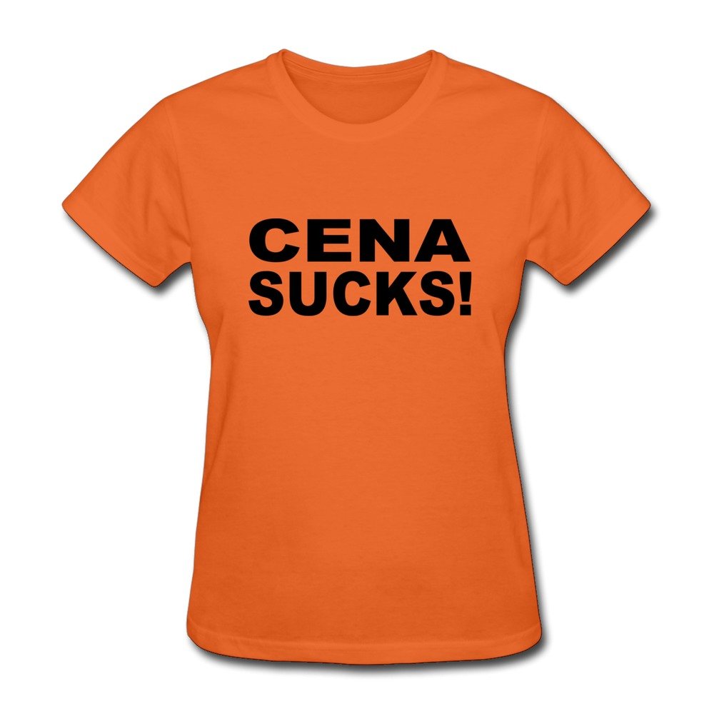 Women's Cena Sucks 100% Cotton O Neck T-Shirt Orange US Size XL