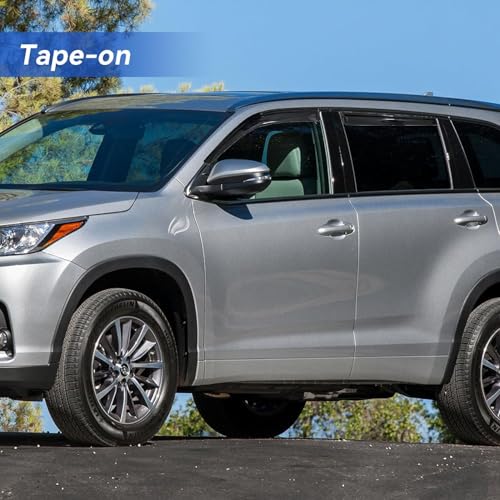 Image of Window Visors Rain Guards for 2014 2015 2016 2017 2018 2019 Toyota Highlander, Out-Channel Window Vent Wind Deflectors Visors Shades for 14-19 Highlander