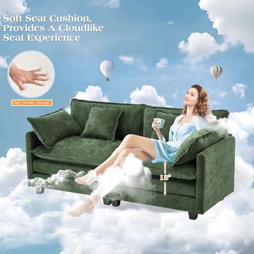 Image of 77.6 inch Modular Sectional Sofa,Loveseat Couch for Living Room, Modern Deep Seat Sofa 2 Seater Chenille Fabric Comfy Cloud Couches with Throw Pillows for Apartment,Small Spaces