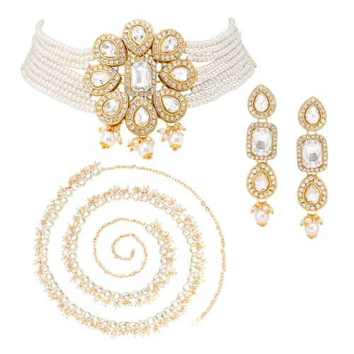 Image of Peora Kundan Faux Pearl Traditional Jewellery Set Gift for Women