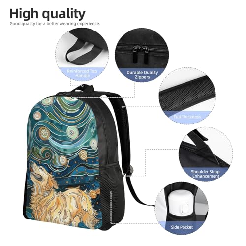 16In Travel Backpack Dog Starry Night Sky Casual Daypack for Outdoor Enthusiasts, Business Men & Women, Travel Ready Design4