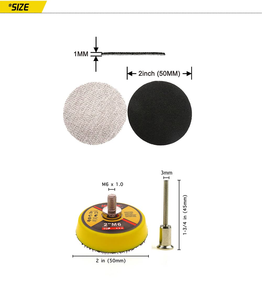 SHENGANG 202pcs Assortiment de papier abrasif sec et humide 60-7000 Disque abrasif 2quot; Papier abrasif imperméable 50 mm avec tampon de ponçage à crochet pour bois, 1000