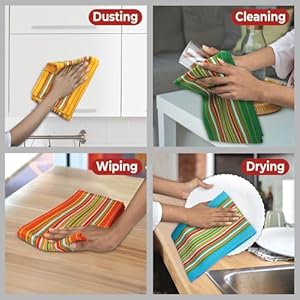 Urban Villa Salsa Stripe Kitchen Towels 100% Cotton Dish Towels for Kitchen Multi Color Highly Absorbent Multi-Purpose Waffle Dish Cloths for Cleaning Soft Hand Bar Towels 20x30 Inches (Set of 12) Urban Villa Salsa Stripe Kitchen Towels 100 Cotton Dish Towels for Kitchen Multi Color Highly Absorbent Multi Purpose Waffle Dish Cloths for Cleaning Soft Hand Bar Towels 20×30 Inches Set of 12