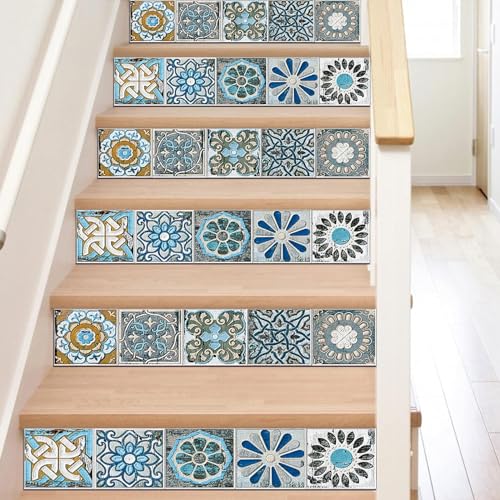Evite manchas de grasa con vinilo impermeable azulejos autoadhesivos baño azul 6