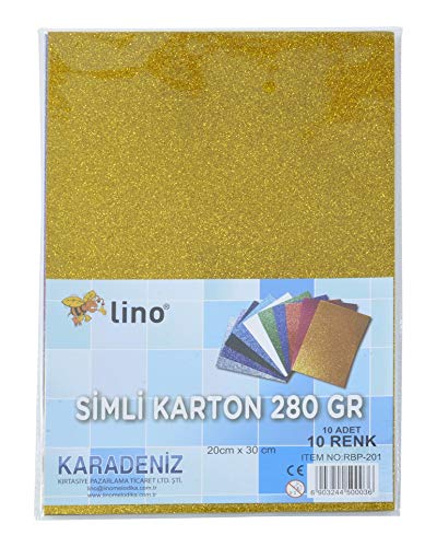 Simli Karton 10 Renk 10'lu Karişik Renk 20 x 30 cm