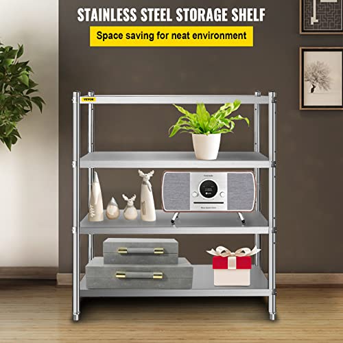 VEVOR Edelstahlregal Gastronomie 4 Böden Schwerlastregal Lagerregal 150 kg küchenregale standregal 122 x 48 x 150 cm Standing Shelf Rack