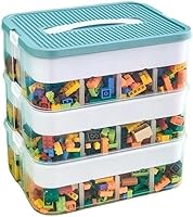 DingGreat Dreifach Aufbewahrungsbox für Lego Bausteine Ablagefächer Stapelbar Kisten Spielzeug Aufbewahrung mit Deckel Stapelboxen Kunststoff Sortierboxen Kleinteile Transparent (box only)