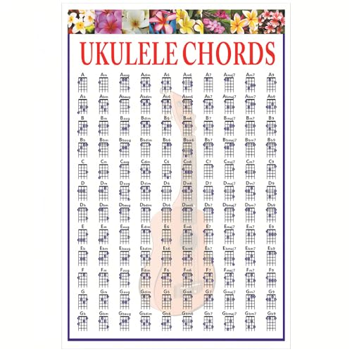Musiin Ukulele Chord Fingering Chart - Poster for Beginners - Ukulele Accessories