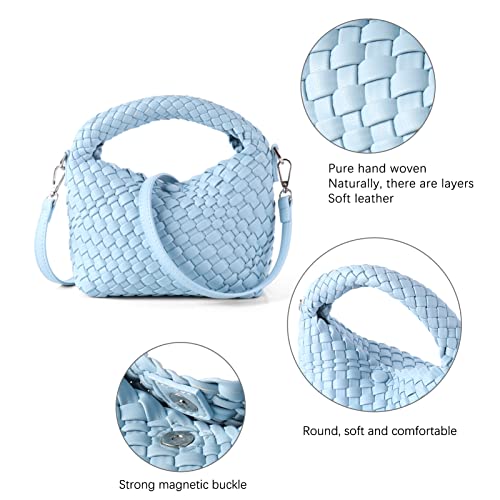 Image of Maydear Woven Purse for Women, Small Top Handle Handbag with Detachable Shoulder Strap, Crossbody Bag