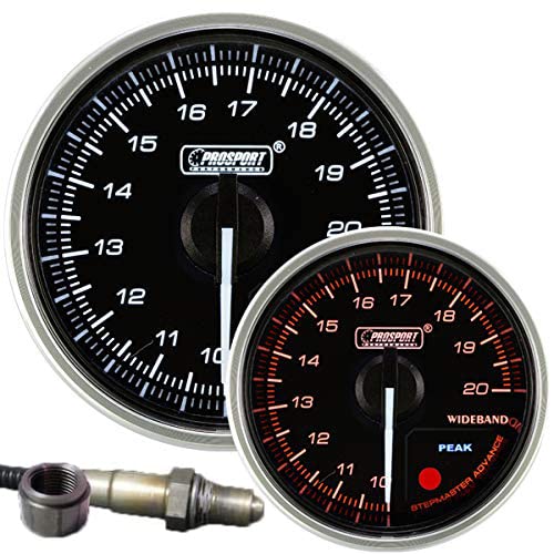 PROSPORT 2 1/16" Wideband Air Fuel Ratio Gauge Supreme Amber/White Clear Lens with White Pointer, 52mm (2 1/16")